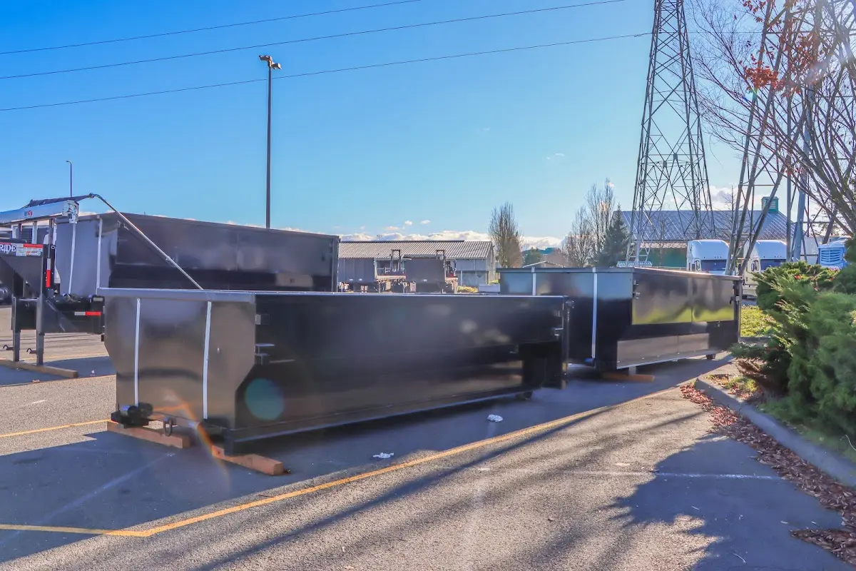 Roll-off dumpster ready for waste disposal at job site for Construction Dumpster Rental in Mineola